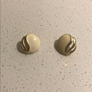 Vintage cream and gold earrings.